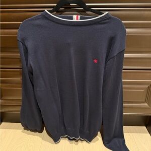 Navy Blue Sweater with Red Logo